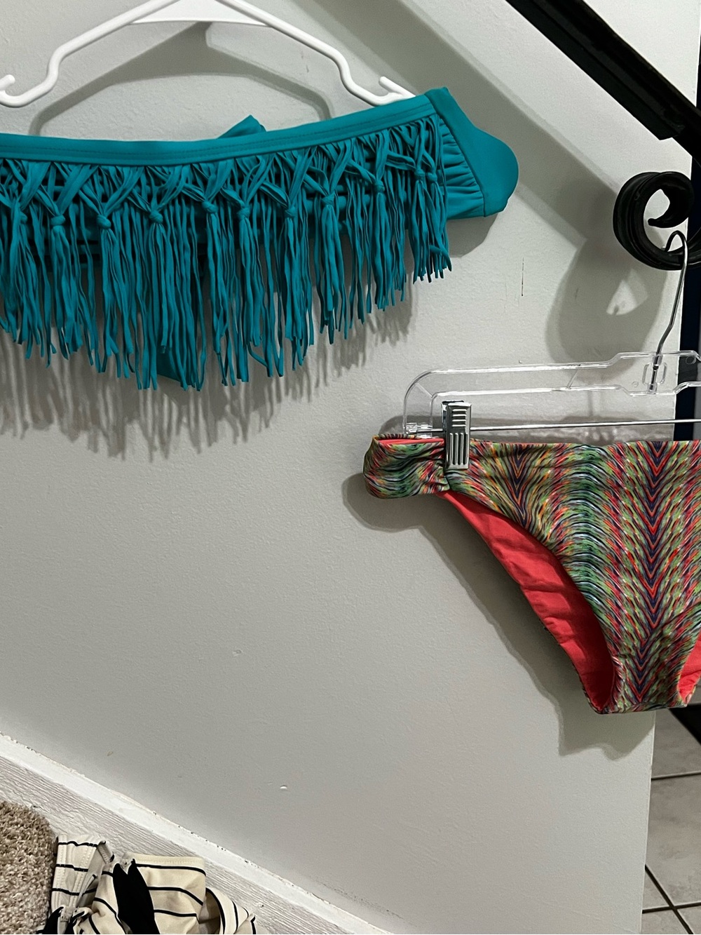 l*space Teal Fringe Bikini Top And Reversible Bottom